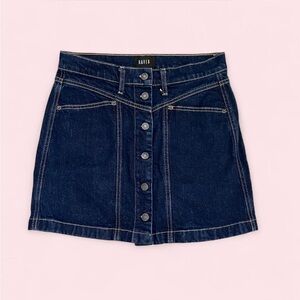 Rails Denim Button Front Mini Skirt Dark Blue